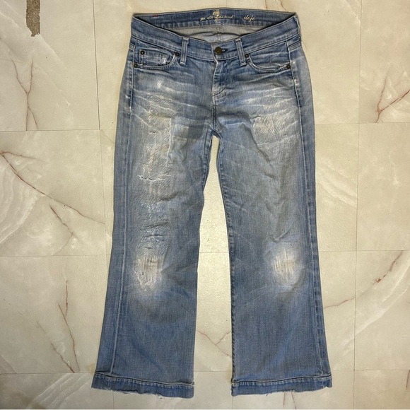 7 For All Mankind Dojo Denim Jeans Size 27 Distressed - Picture 1 of 5